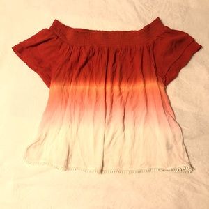 Ombré orange off the shoulder shirt